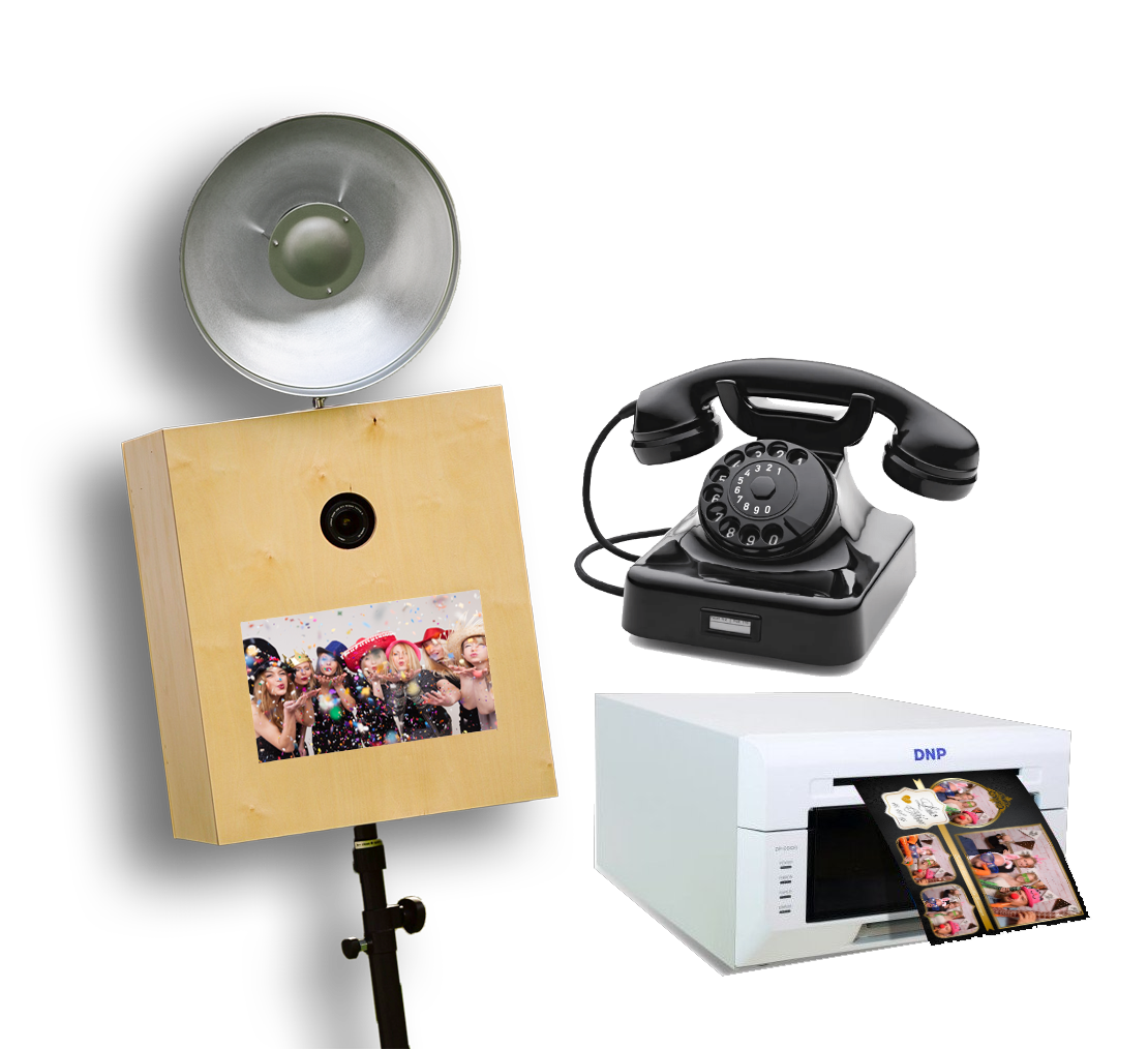 Bild mit Fotobox, Drucker und Audio Gästebuch